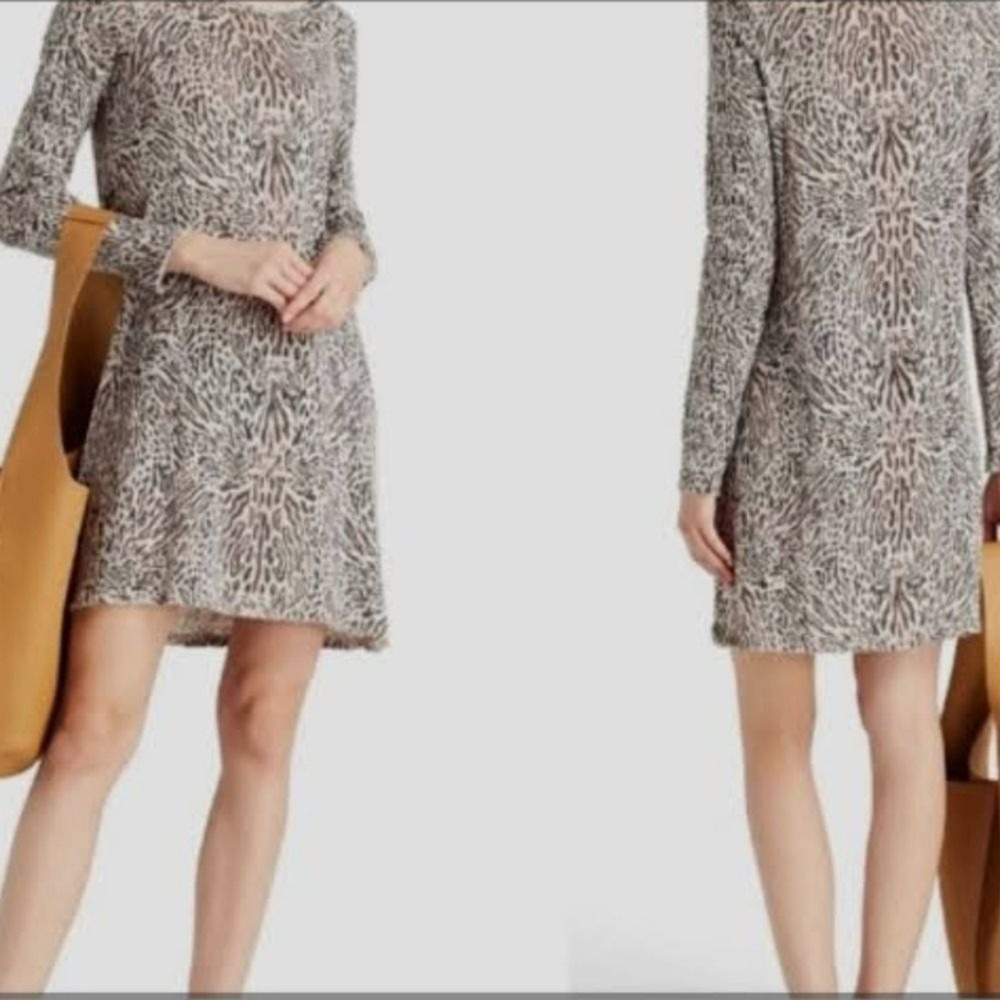 ATM Anthony Thomas Melillo Knit Dress Womens Small Gray Animal Print Casual Chic